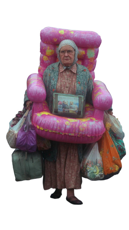 Granny With Chair Vinyl Car Decal Sticker – Waterproof & UV-Resistant 8"