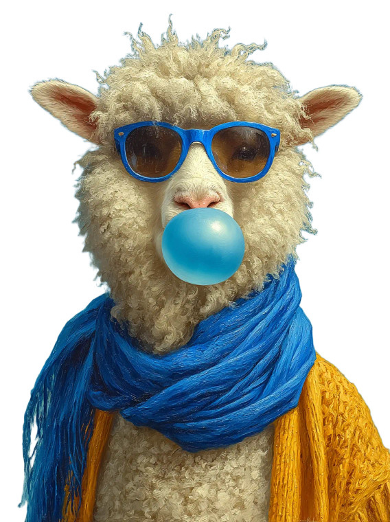 Fluffy Sunglassed Sheep Vinyl Car Decal Sticker – Waterproof & UV-Resistant 8"