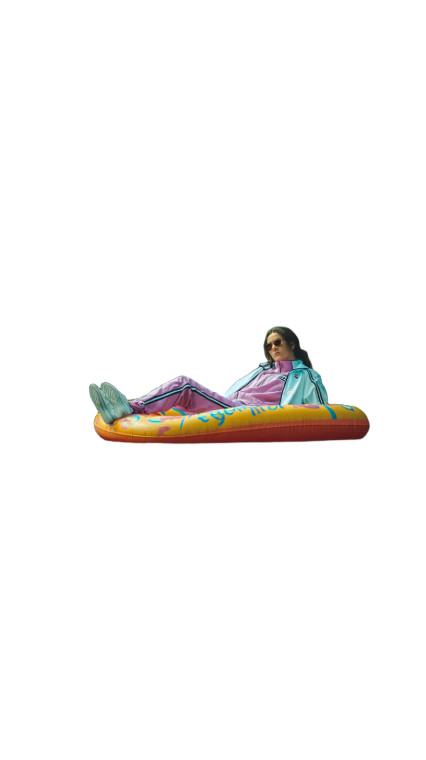 Woman On Float Vinyl Car Decal Sticker – Waterproof & UV-Resistant 8"
