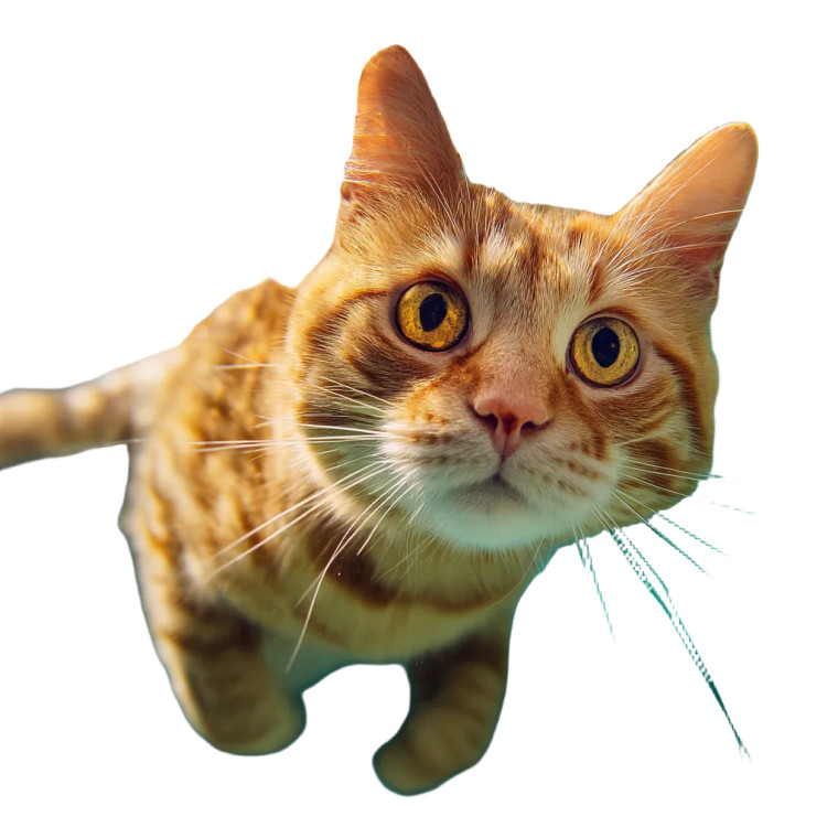 Underwater Orange Cat Vinyl Car Decal Sticker – Waterproof & UV-Resistant 8"