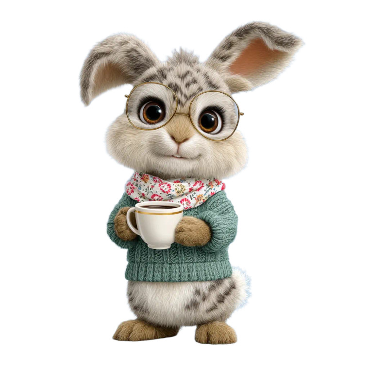 Bunny With Coffee V3 Vinyl Car Decal Sticker – Waterproof & UV-Resistant 8"