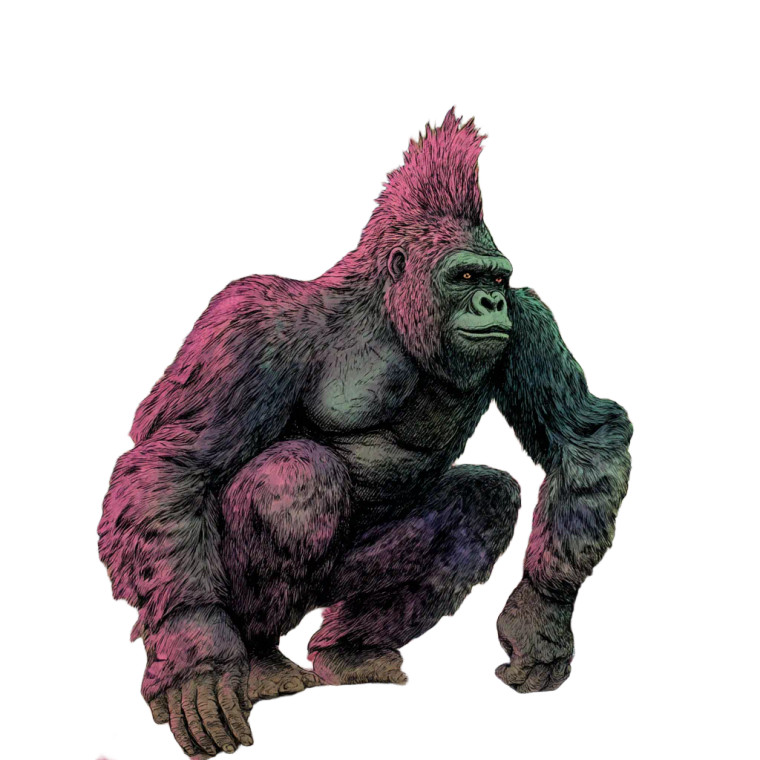 Punk Gorilla Art Vinyl Car Decal Sticker – Waterproof & UV-Resistant 8"