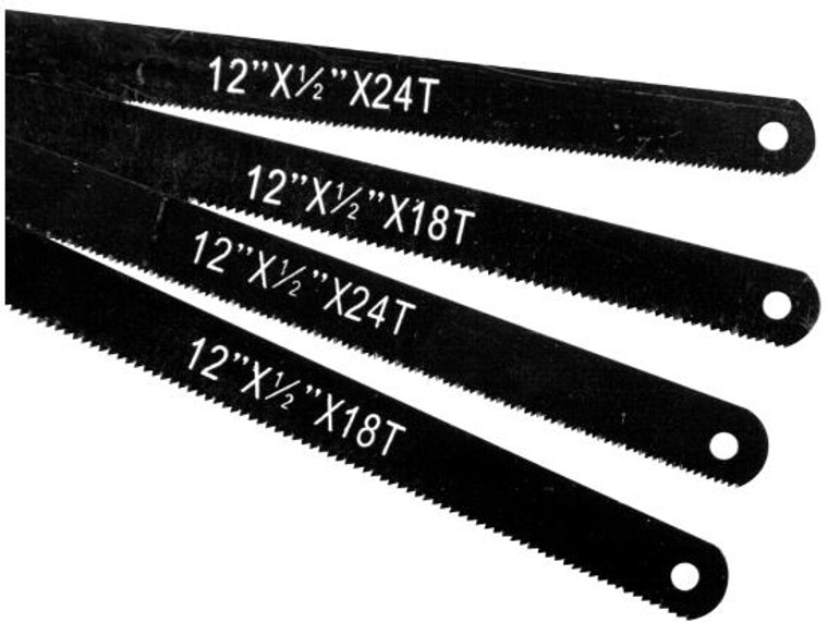 Performance Tool Carbon Steel Saw Blades | 12 Inch Hack Saw Set of 4 | High Carbon Steel, Lifetime Warranty