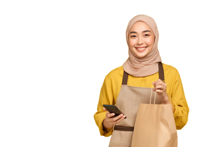 Smiling Barista Woman Vinyl Car Decal Sticker – Waterproof & UV-Resistant 8"