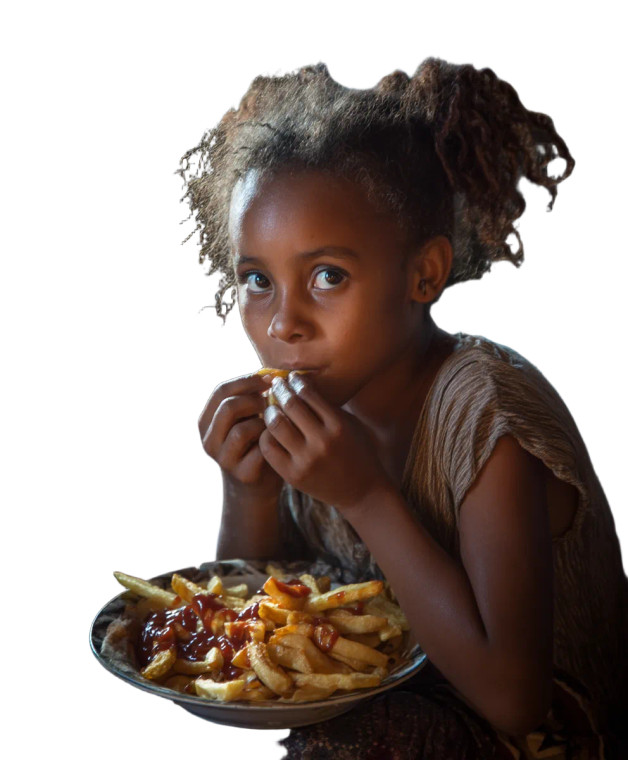 Girl Eating Fries Vinyl Car Decal Sticker – Waterproof & UV-Resistant 8"