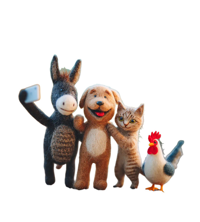 Felt Animal Friends Vinyl Car Decal Sticker – Waterproof & UV-Resistant 8"