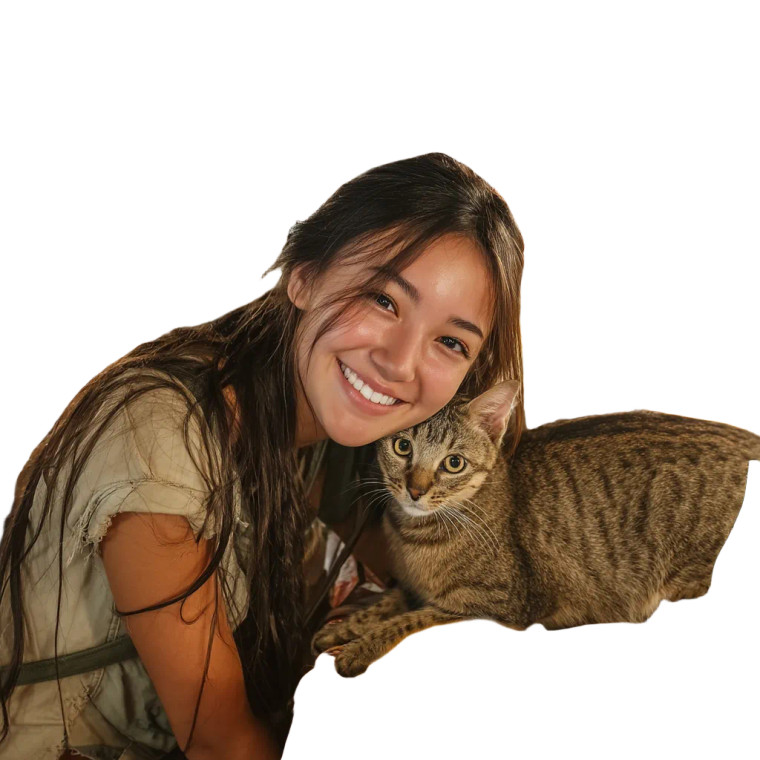 Thai Girl With Cat Vinyl Car Decal Sticker – Waterproof & UV-Resistant 8"