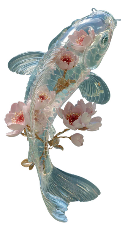Glass Koi Fish Vinyl Car Decal Sticker – Waterproof & UV-Resistant 8"