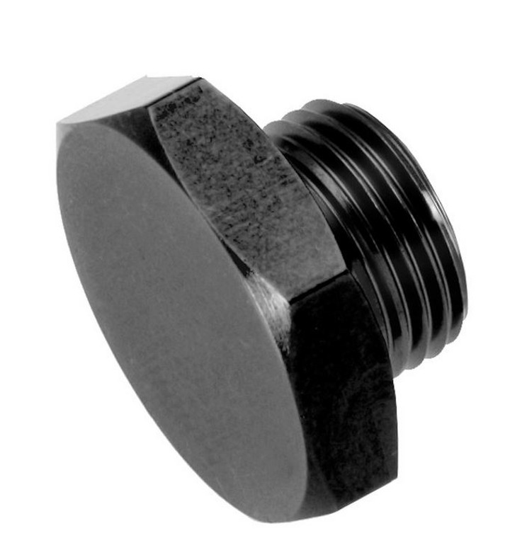 Redhorse Performance Fitting Plug/Fitting Cap 814-10-2 Fitting Plug/Fitting Cap; 814 Series; -10 AN/O-Ring Port Plug; Anodized; Black; Aluminum; Single