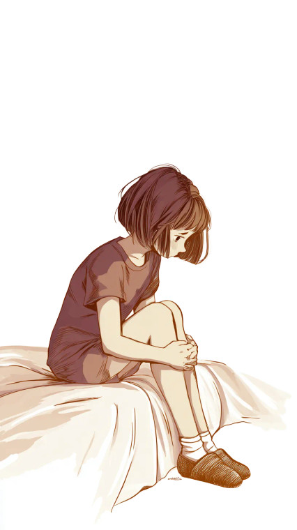 Sad Anime Girl V4 Vinyl Car Decal Sticker – Waterproof & UV-Resistant 8"