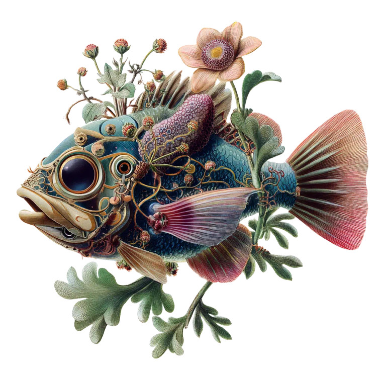 Surreal Fish Vinyl Car Decal Sticker – Waterproof & UV-Resistant 8"