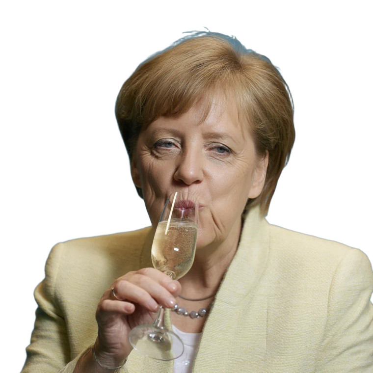 Angela Merkel Champain Vinyl Car Decal Sticker – Waterproof & UV-Resistant 8"