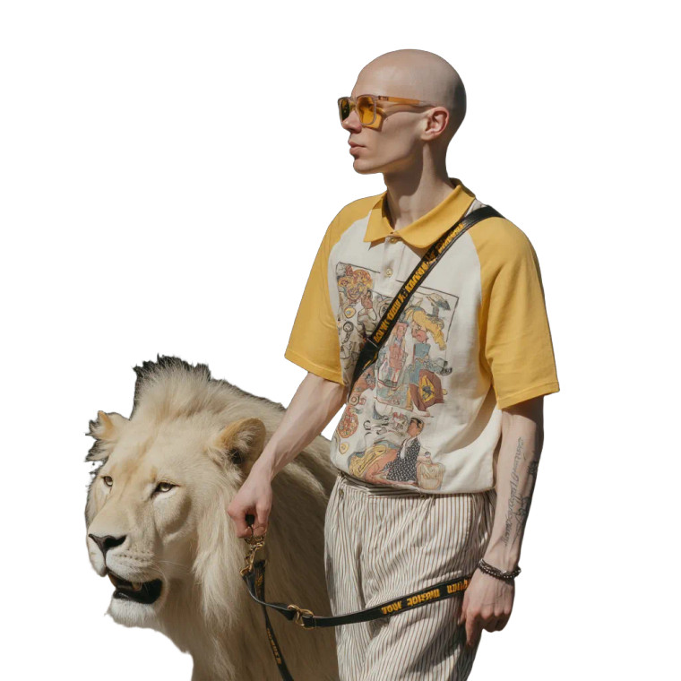 Man With Lion Vinyl Car Decal Sticker – Waterproof & UV-Resistant 8"