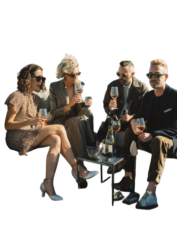 Rooftop Wine Gathering Vinyl Car Decal Sticker – Waterproof & UV-Resistant 8"