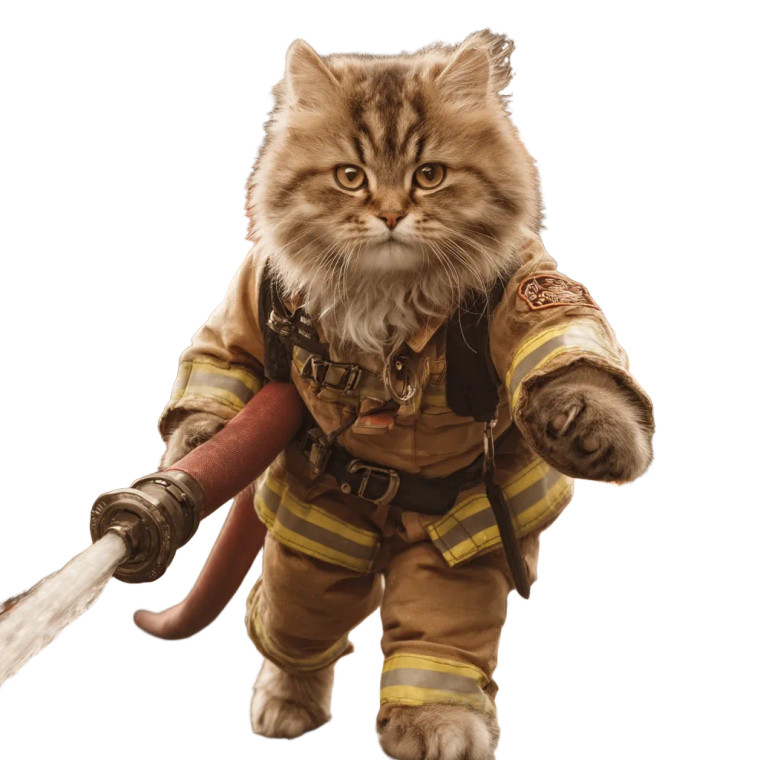 Heroic Firefighter Cat Vinyl Car Decal Sticker – Waterproof & UV-Resistant 8"