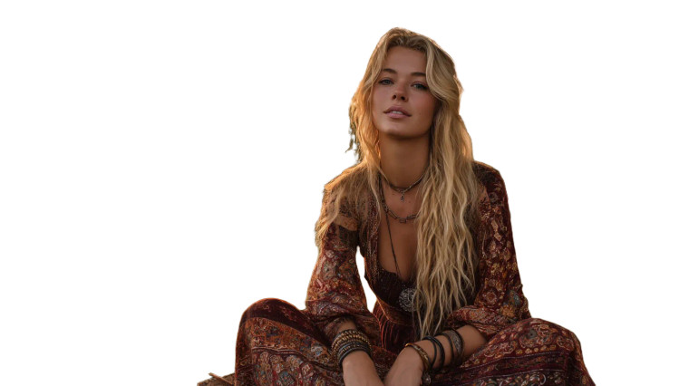 Boho Chic Lady Vinyl Car Decal Sticker – Waterproof & UV-Resistant 8"