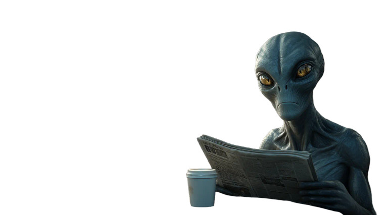 Grey Alien Downtown Vinyl Car Decal Sticker – Waterproof & UV-Resistant 8"