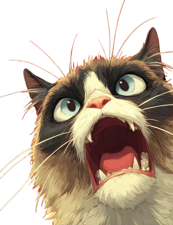 Angry Cat Vinyl Car Decal Sticker – Waterproof & UV-Resistant 8"