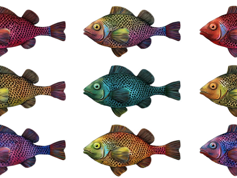 Multicolored Fish Pattern Vinyl Car Decal Sticker – Waterproof & UV-Resistant 8"