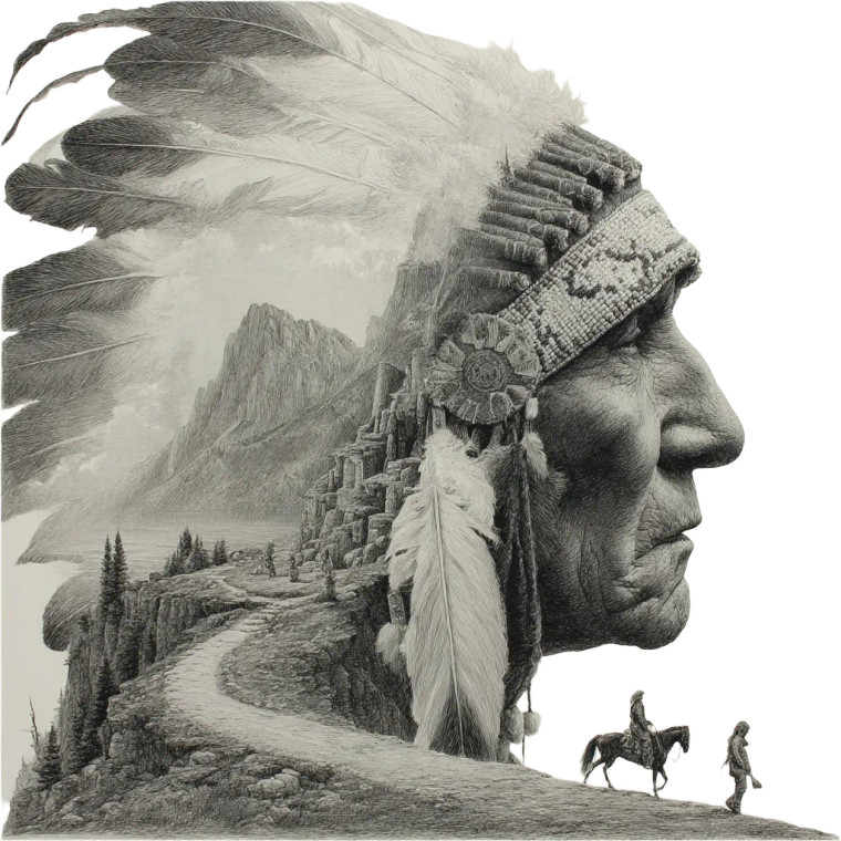 Native Mountain Chief Vinyl Car Decal Sticker – Waterproof & UV-Resistant 8"