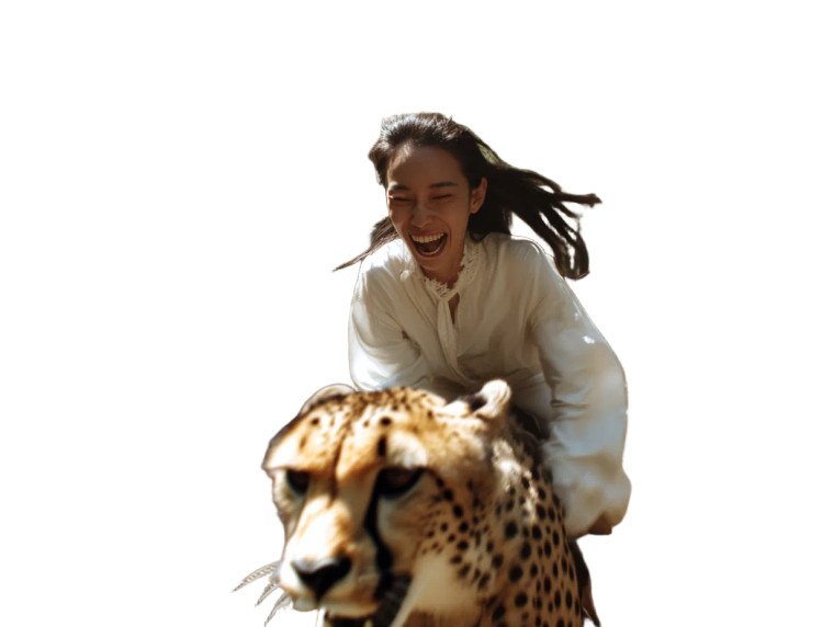 Woman Riding Cheetah Vinyl Car Decal Sticker – Waterproof & UV-Resistant 8"