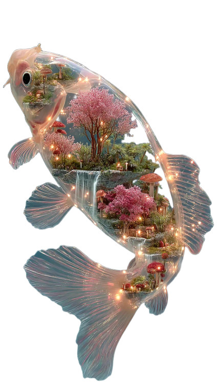 Transparent Ecosystem Fish V7 Vinyl Car Decal Sticker – Waterproof & UV-Resistant 8"