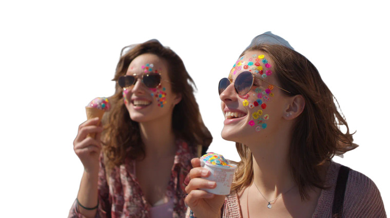 Smiling Girls Strolling Vinyl Car Decal Sticker – Waterproof & UV-Resistant 8"