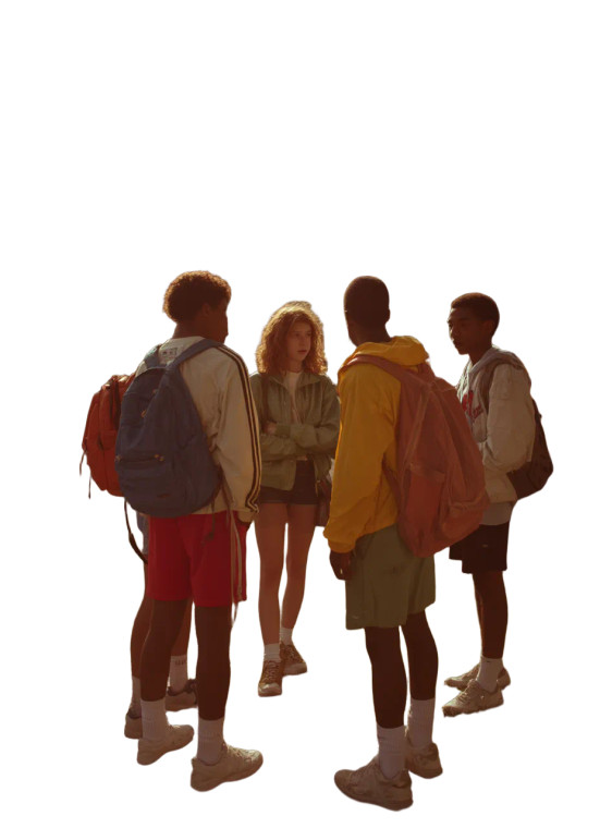 Teenagers At Bus Vinyl Car Decal Sticker – Waterproof & UV-Resistant 8"