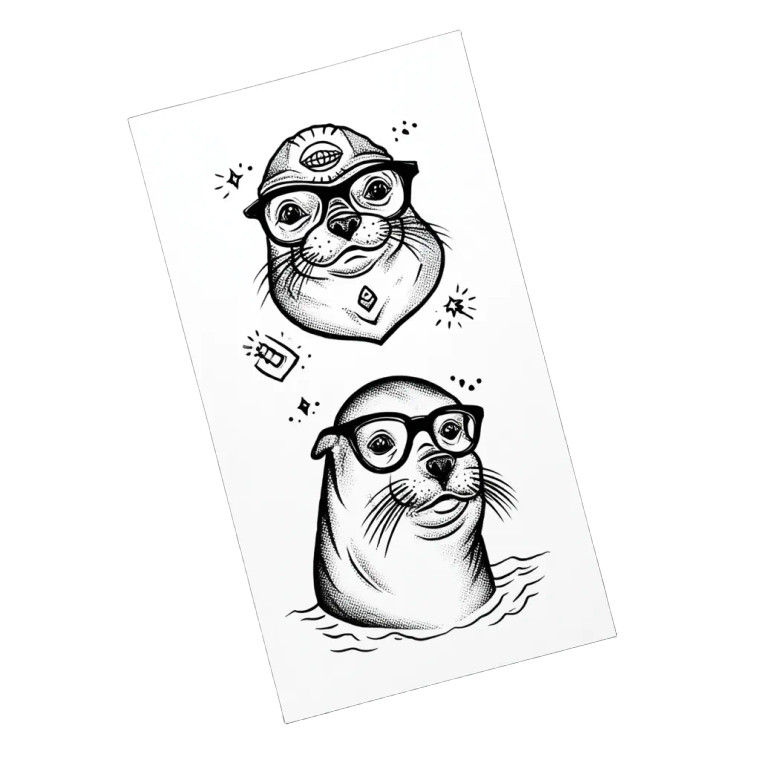 Nerd Seal Tattoos Vinyl Car Decal Sticker – Waterproof & UV-Resistant 8"