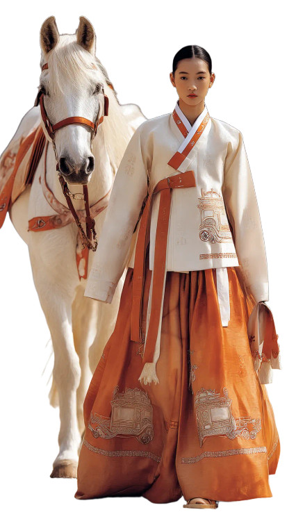 Luxury Hanbok Elegance Vinyl Car Decal Sticker – Waterproof & UV-Resistant 8"