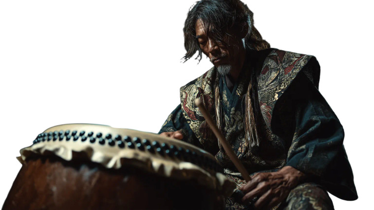 Japanese Drum Player Vinyl Car Decal Sticker – Waterproof & UV-Resistant 8"