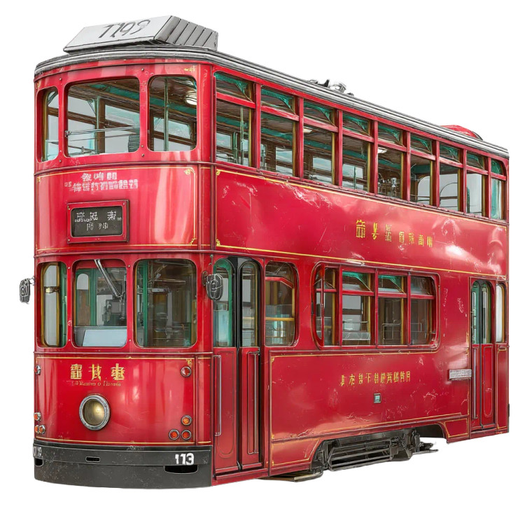 Red Hong Kong Tram Vinyl Car Decal Sticker – Waterproof & UV-Resistant 8"