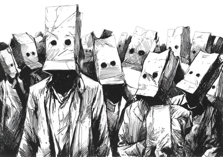 Paper Bag Crowd Vinyl Car Decal Sticker – Waterproof & UV-Resistant 8"