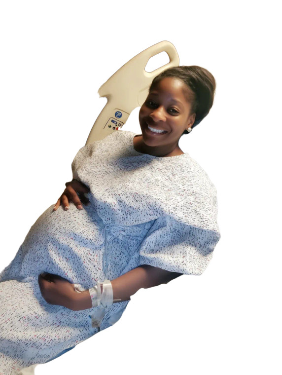 Pregnant Woman Smiling V3 Vinyl Car Decal Sticker – Waterproof & UV-Resistant 8"