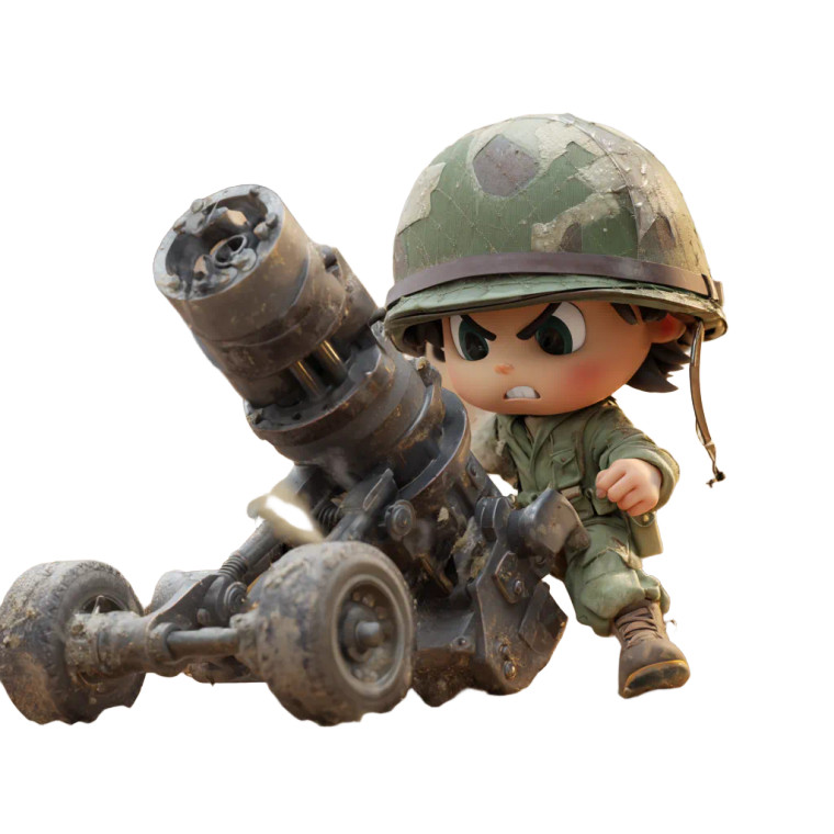 Chibi Soldier Mortar Vinyl Car Decal Sticker – Waterproof & UV-Resistant 8"