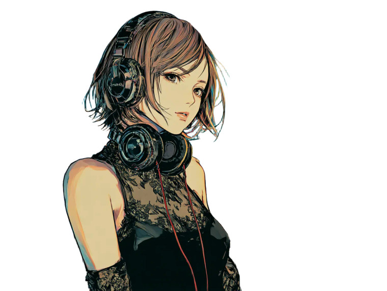 Anime Girl Headphones V2 Vinyl Car Decal Sticker – Waterproof & UV-Resistant 8"