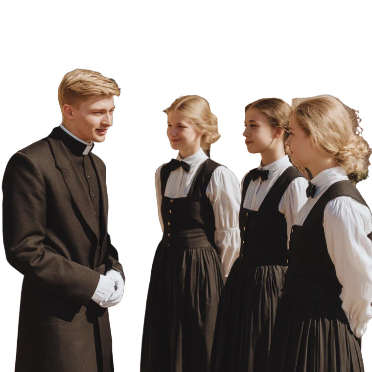 Priest With Students Vinyl Car Decal Sticker – Waterproof & UV-Resistant 8"