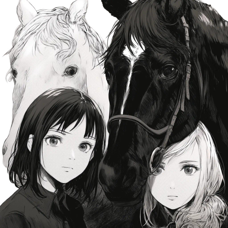 Manga Horse Scene Vinyl Car Decal Sticker – Waterproof & UV-Resistant 8"