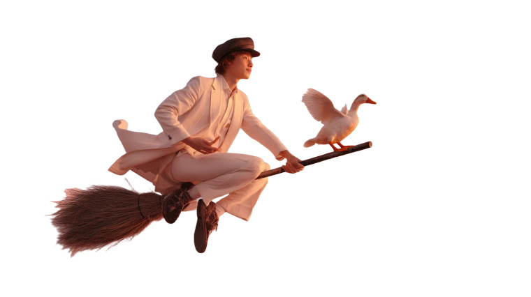 Magical Broomstick Rider Vinyl Car Decal Sticker – Waterproof & UV-Resistant 8"