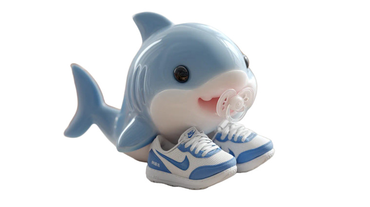 Chibi Baby Shark Vinyl Car Decal Sticker – Waterproof & UV-Resistant 8"