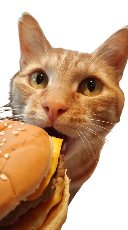 Kawaii Cat Eating V4 Vinyl Car Decal Sticker – Waterproof & UV-Resistant 8"