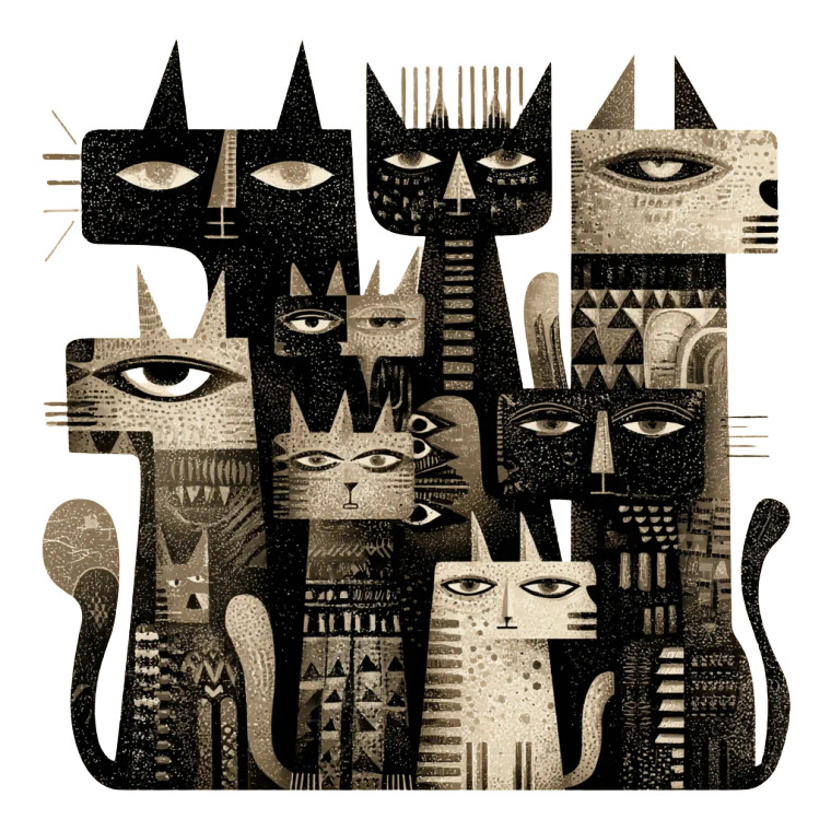 Surreal Abstract Cats Vinyl Car Decal Sticker – Waterproof & UV-Resistant 8"