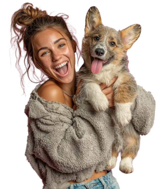 Woman With Corgi Vinyl Car Decal Sticker – Waterproof & UV-Resistant 8"