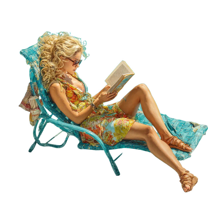 Sunbathing Blonde Reader Vinyl Car Decal Sticker – Waterproof & UV-Resistant 8"