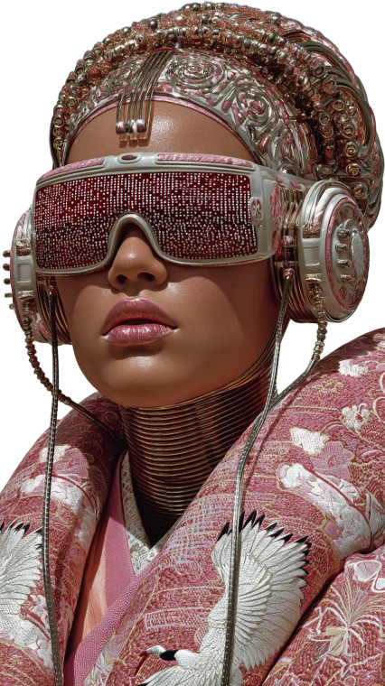 Futuristic Geisha Vinyl Car Decal Sticker – Waterproof & UV-Resistant 8"