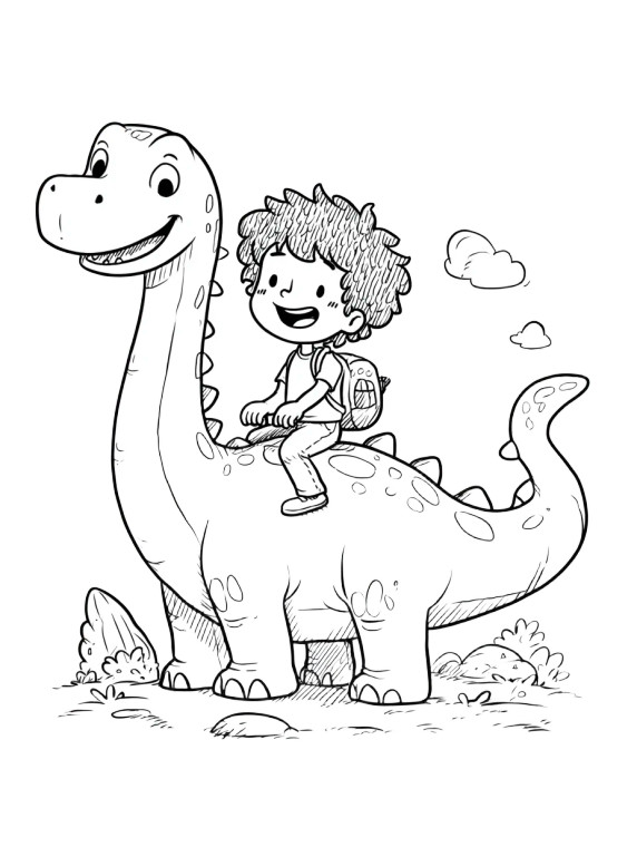 Boy Riding Dinosaur Vinyl Car Decal Sticker – Waterproof & UV-Resistant 8"