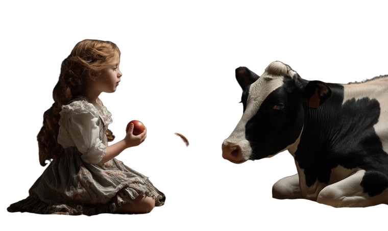 Farm Girl And Cow V2 Vinyl Car Decal Sticker – Waterproof & UV-Resistant 8"
