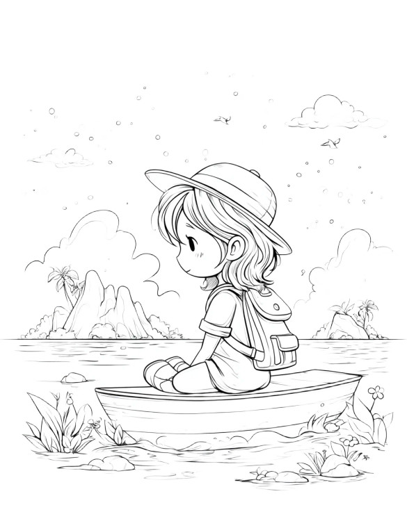 Child On Boat Vinyl Car Decal Sticker – Waterproof & UV-Resistant 8"