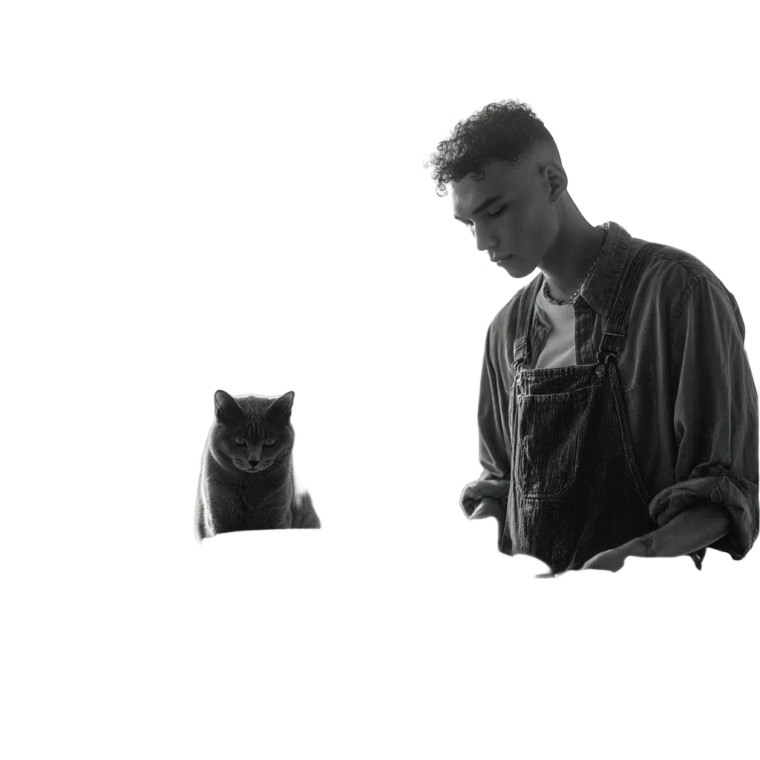 Man With Cat V4 Vinyl Car Decal Sticker – Waterproof & UV-Resistant 8"