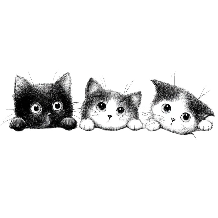 Cartoon Kittens Row Vinyl Car Decal Sticker – Waterproof & UV-Resistant 8"